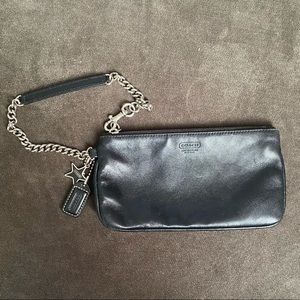 Black Leather Coach Wristlet